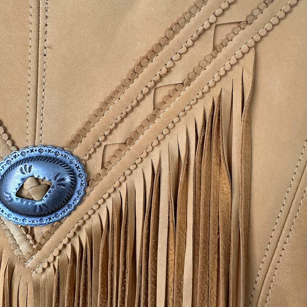 RARE Continental Leathers Fringe Cropped Jacket with Conchos - Picture 7 of 9